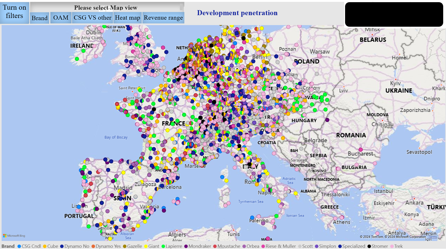 Location of Bike stores in Europe (oficial Data on 2021)